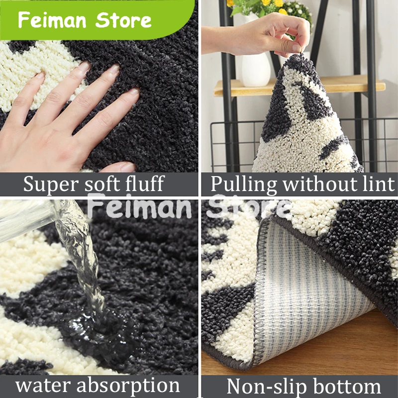 Скандинавский мультфильм внутренний входной коврик Флокирование милый Кот