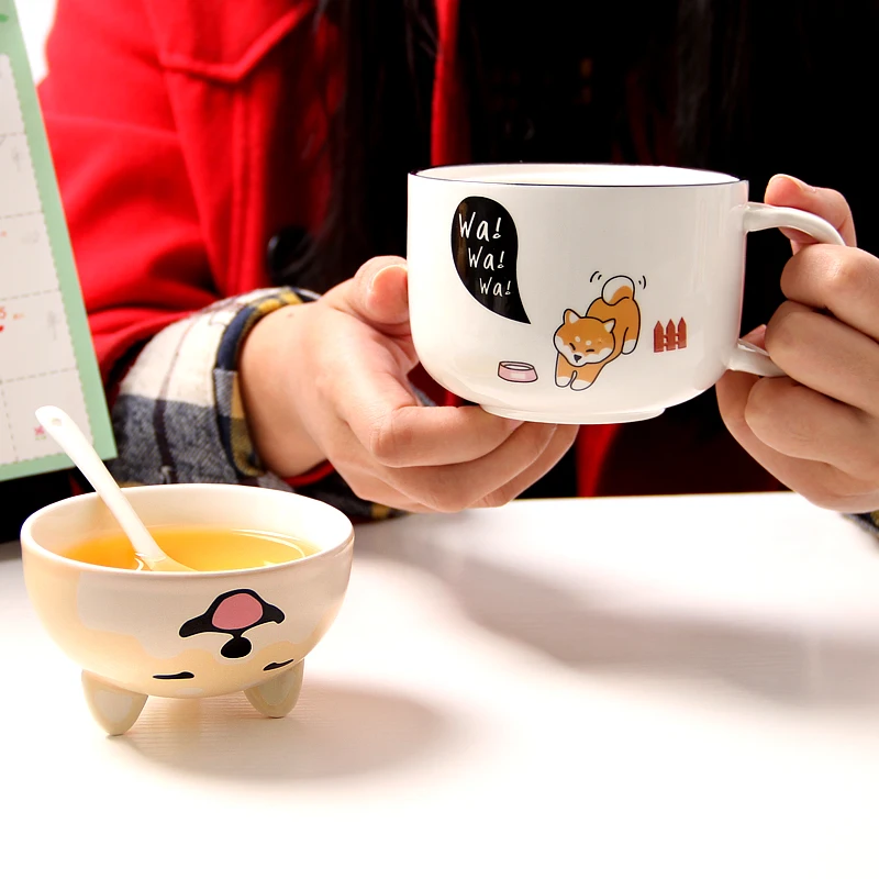 

Fancy Cartoon 3D Ceramic Dog Coffee Mugs Akita Tea Cup with Lid and Spoon for Cat Lovers Milk Hot Cold Water Cute Animal Mug