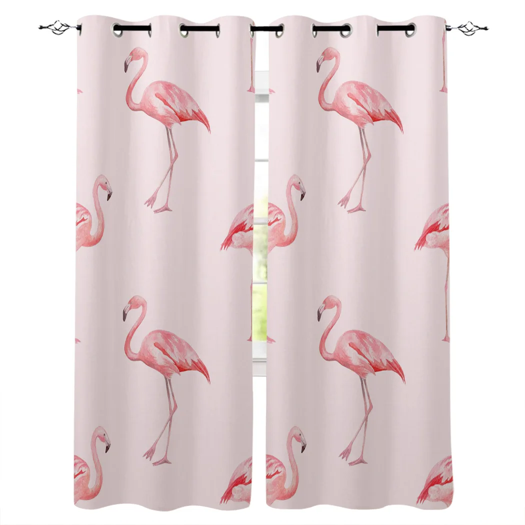 Розовые оконные шторы с фламинго занавески для гостиной кухни Современный