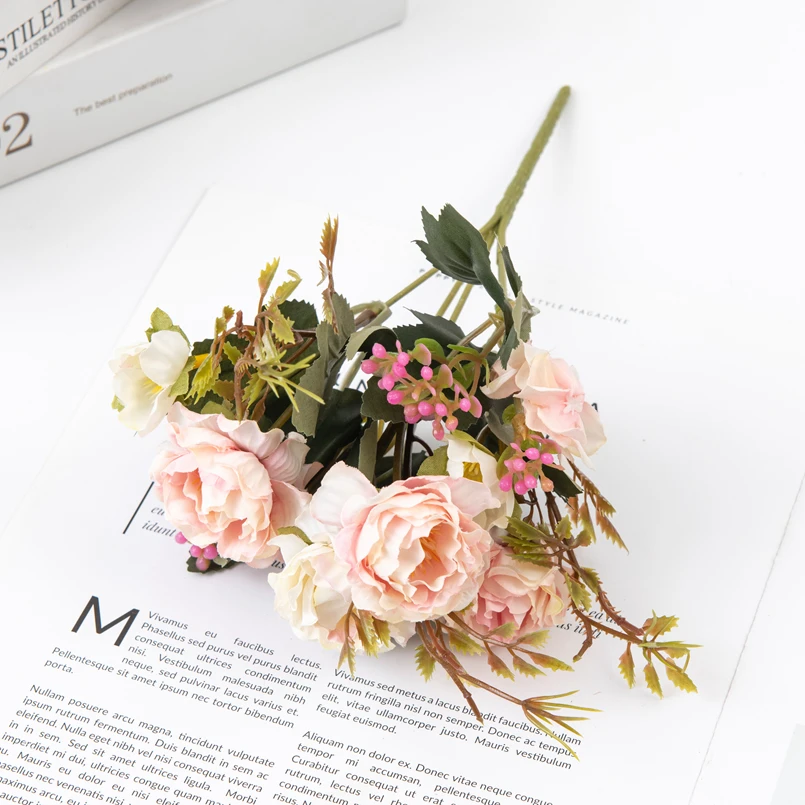 Искусственные шелковые чайные розы smr