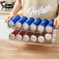 2 tier rolling refrigerator organizer bins soda can beverage bottle holder for fridge kitchen plastic storage rack container