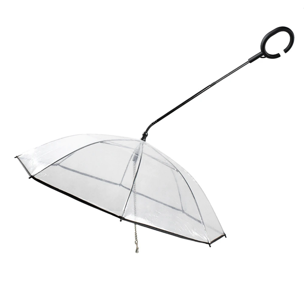 

Transparent Pet Umbrella C Shape Dog Raincoat Adjustable Dog Walking Rope Leash Pet Supplies on Rainy Day