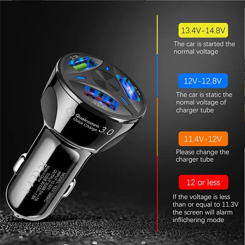 USLION Быстрая зарядка QC3.0 Mini 3 порта USB быстрое автомобильное зарядное устройство