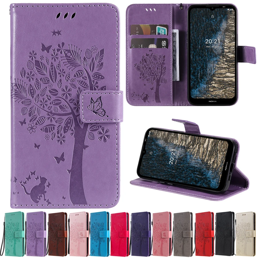 

Wallet Leather Tree Embossing Case For Nokia C10 C20 X20 X10 G20 G10 9 Pure View 8.1 Plus 7.2 7.1 Plus 6.3 4.2 3.4 3.2 2.4 2.3