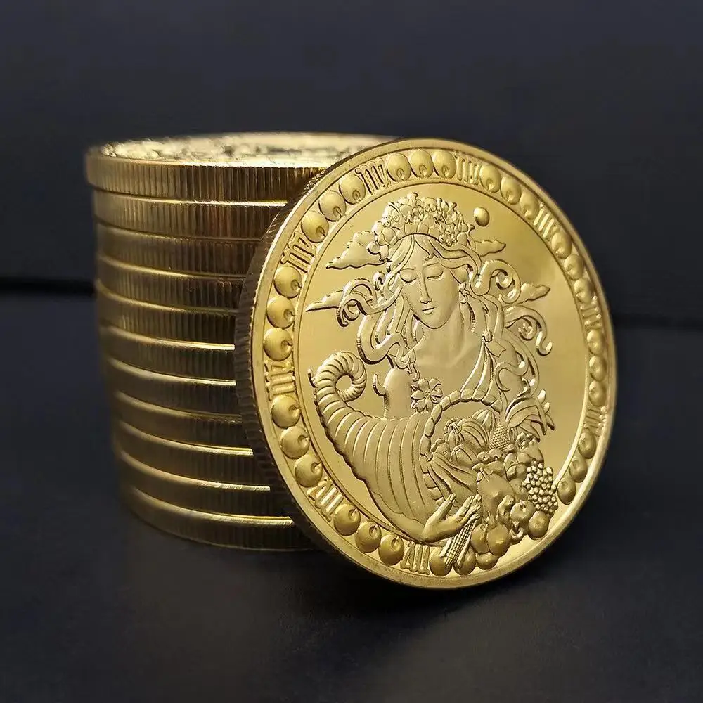 Twelve Constellation Zodiac Gold Commemorative Coins Virgo Tarot Wishing Sun God Lucky Love Medals Euro Astrology Souvenir | Дом и сад