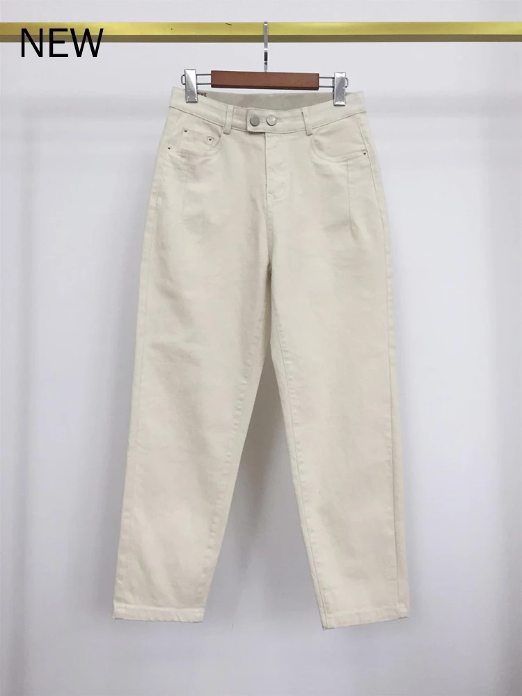 Женские джинсы с карманами повседневные Прямые свободные брюки из денима 2020 |