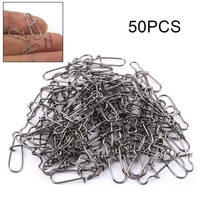 50pcs stainless steel hook fast clip lock snap swivel solid rings safety snaps fishing hook connector pesca iscas fish tackle