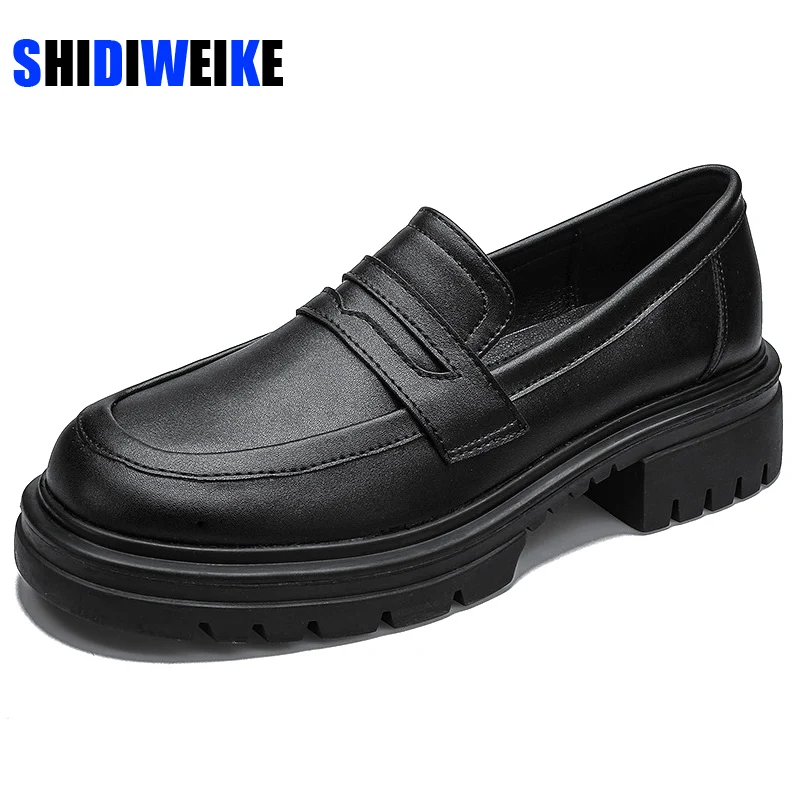 

Женская обувь из натуральной кожи; Модные женские лоферы Mary jane с круглым носком; Туфли-оксфорды; Повседневная женская обувь на квадратном ка...