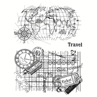vintage travel map transparent clear stamp diy decorative diary journal craft scrapbooking rubber stamps stationery