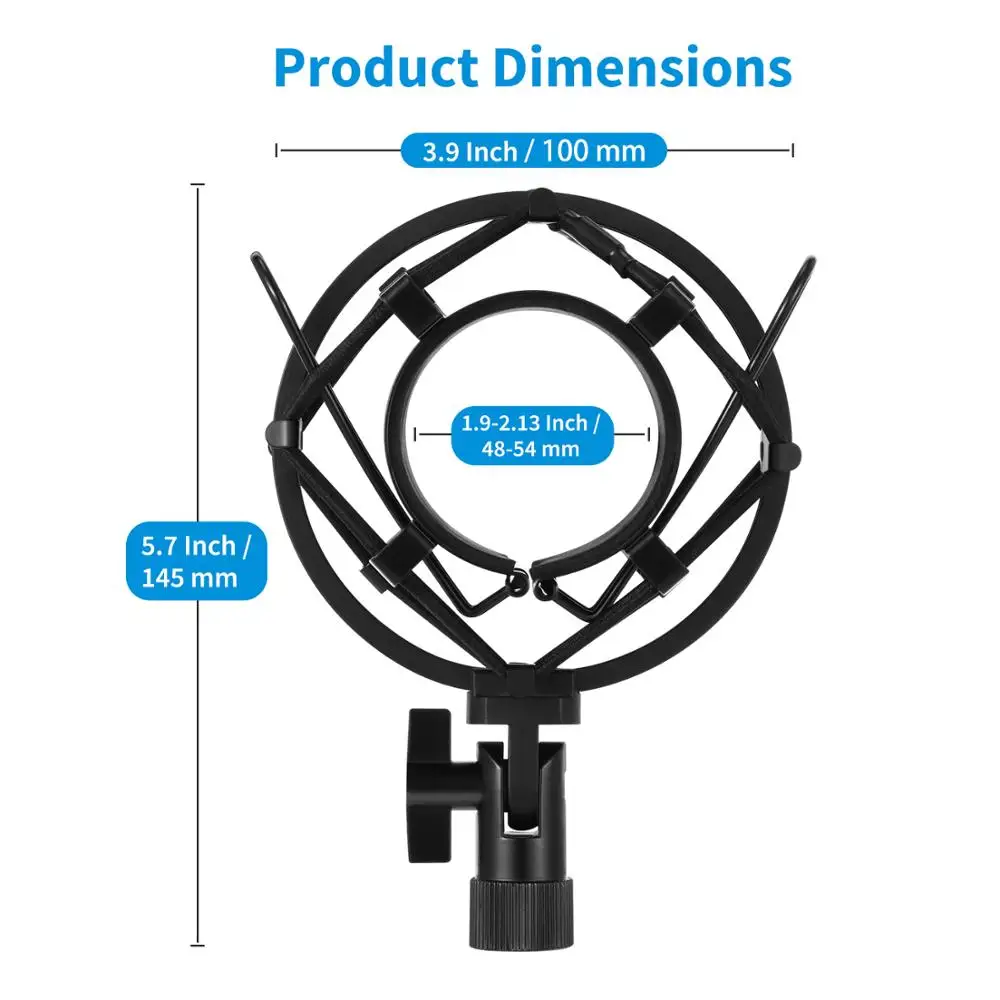 Moukey металлический микрофон ударное крепление 46-54 мм с поп-фильтром 46-70