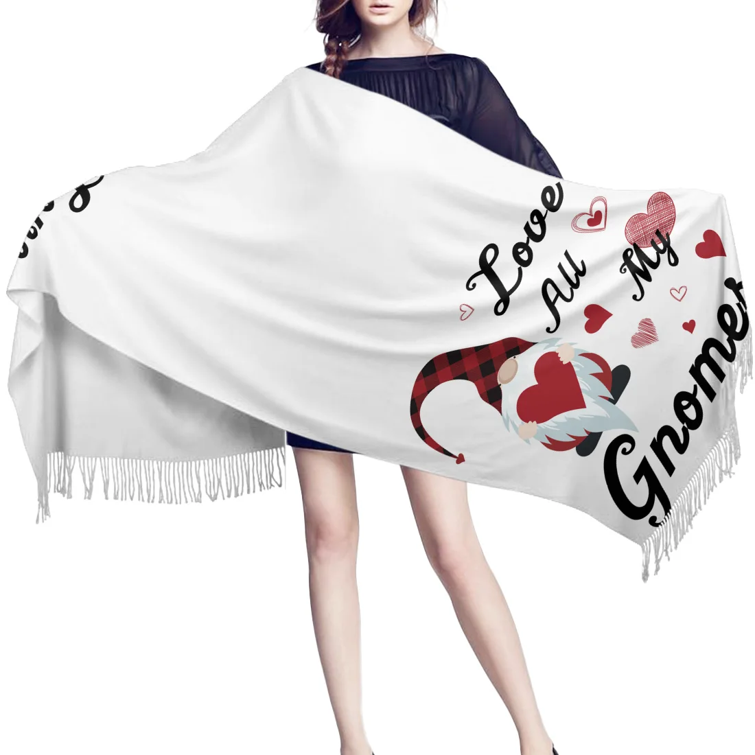 День Святого Валентина любовь все мои гномы шарф унисекс толстые теплые зимние