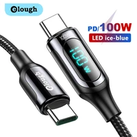 elough type c to usb c cable 5a fast charging pd 100w led display type c cable for xiaomi samsung phone charging cable date cord