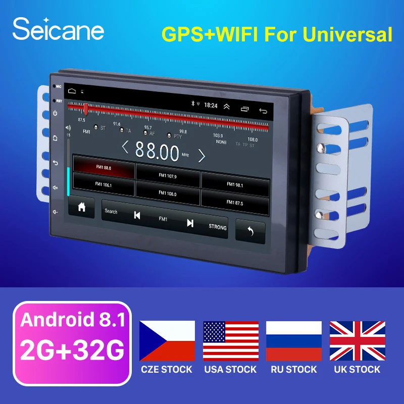 Seicane высокая версия ОЗУ 2 ГБ+ ПЗУ 32 ГБ Android 8,1 7 дюймов 2Din универсальный автомобильный Радио gps мультимедийный блок плеер для VW Nissan Kia