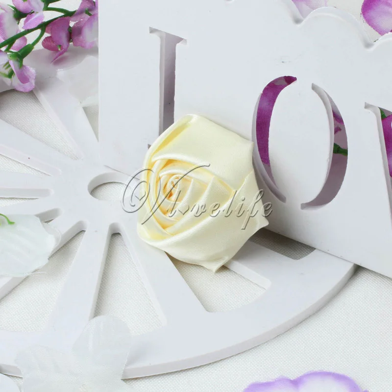 10 шт./лот 4 см атласная ткань розетка искусственные цветочные головки для