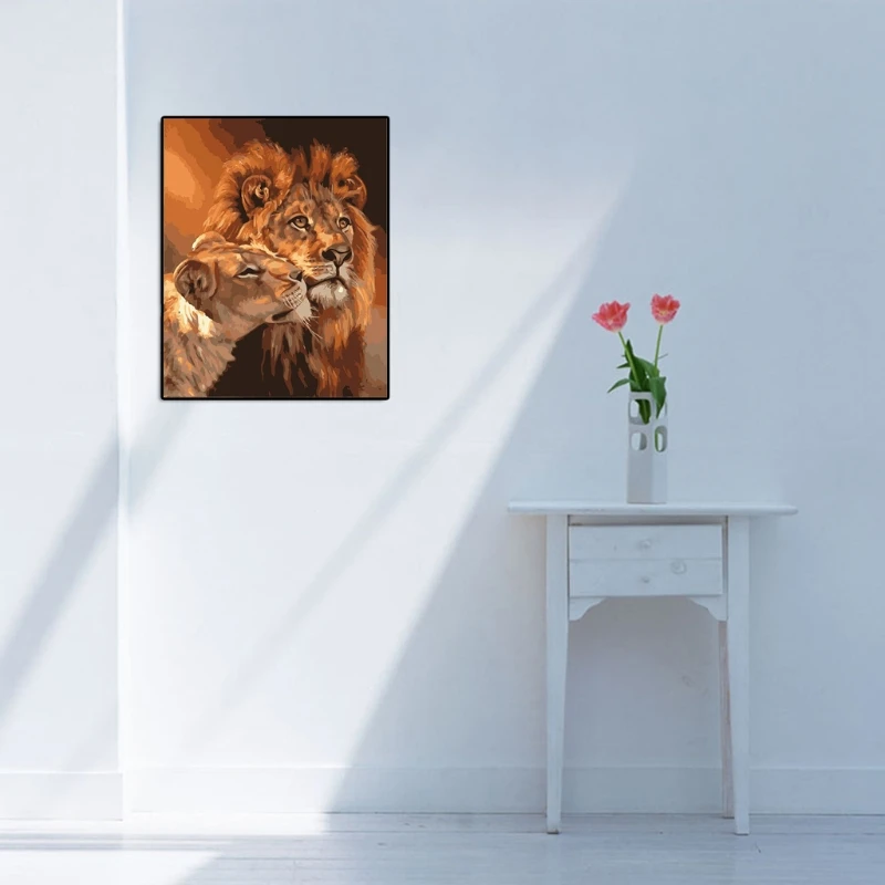 DIY картина маслом по номерам анималистический рисунок на холсте Украшения дома и