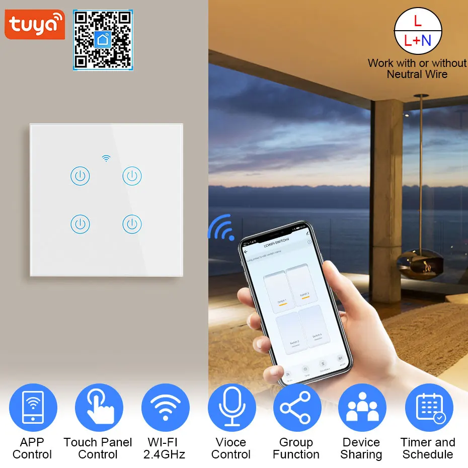 Смарт-выключатель настенный с Wi-Fi 220 В поддержкой Alexa и Google Home | Обустройство дома