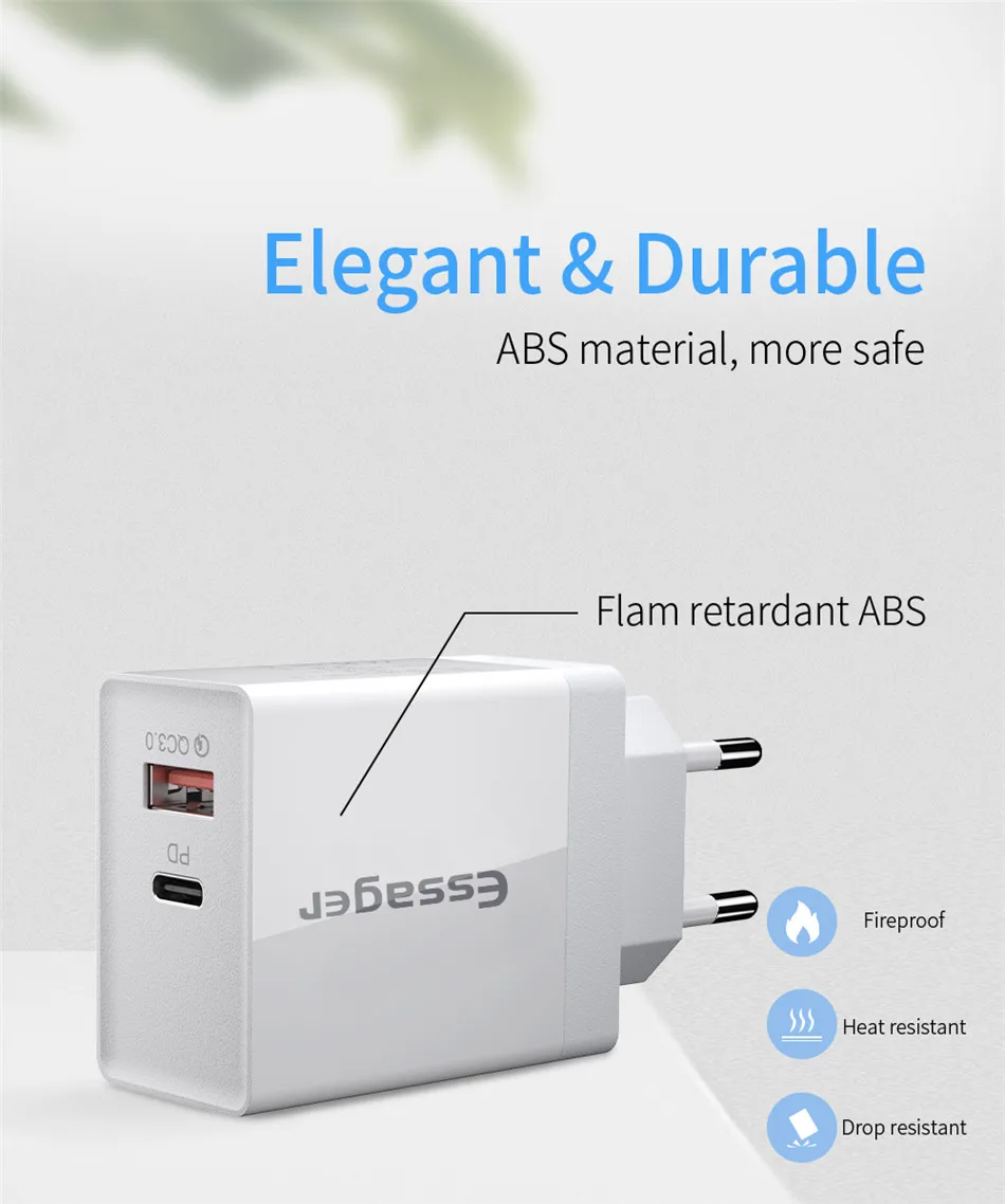 Essager 36 Вт Быстрая зарядка 3,0 USB зарядное устройство QC3.0 QC PD турбо быстрое зарядное устройство дорожное настенное зарядное устройство для мобильного телефона для iPhone Xiaomi Mi 9