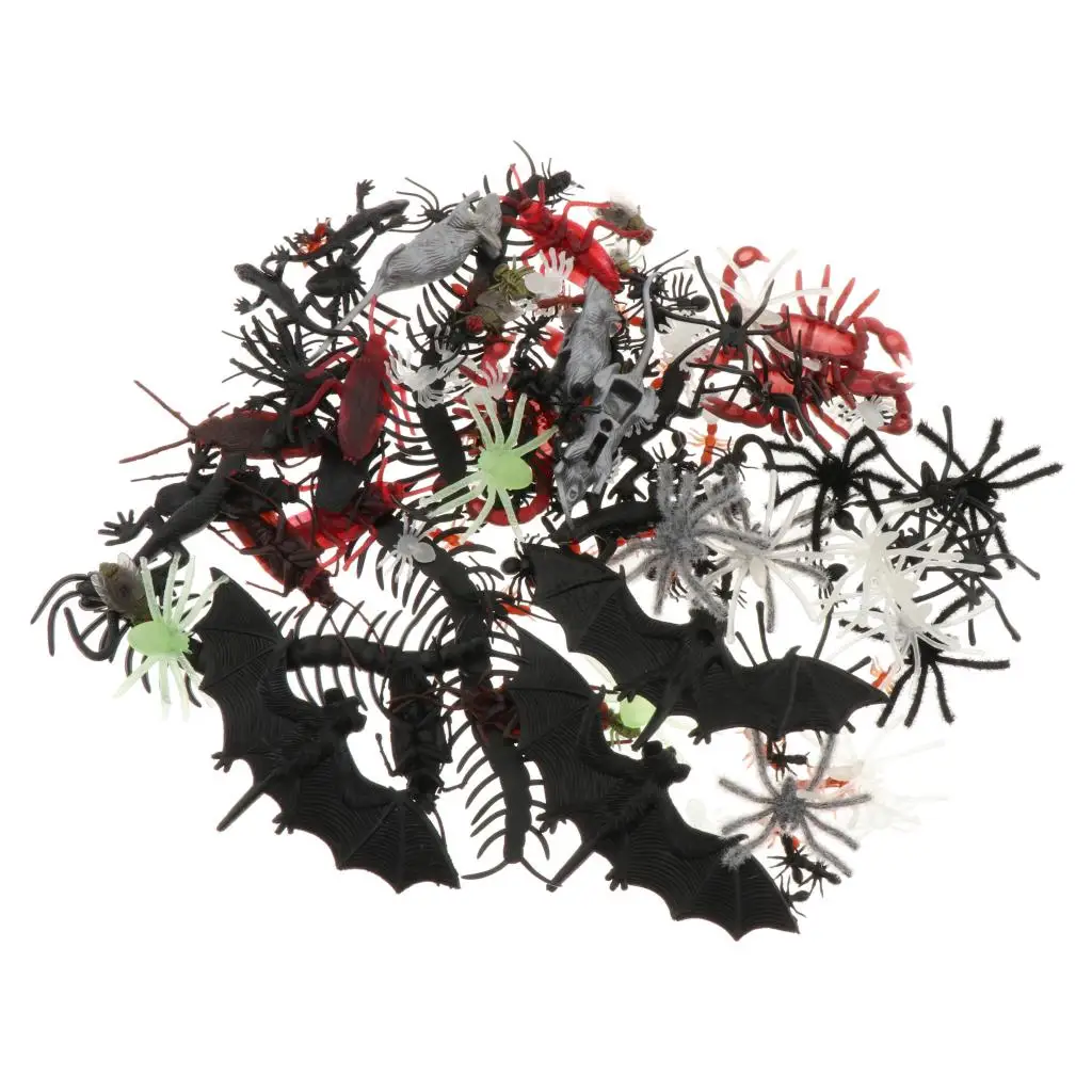 

44/150Pcs Prank Tricks Insects Bat Bug Learning Aid Halloween Decor Bag Fillers