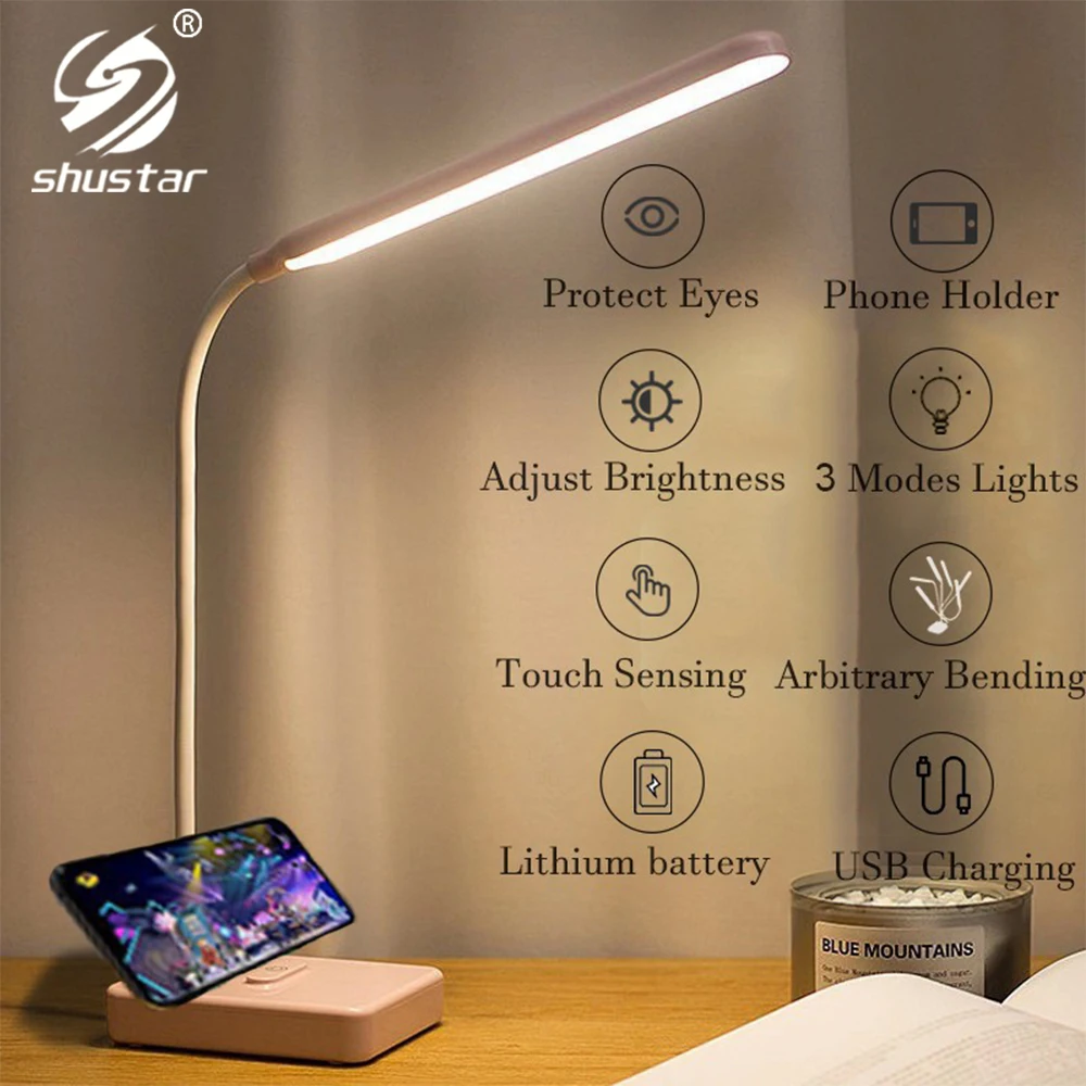 

LED Touch Dimming Desk Lamp USB Charging Desktop Gooseneck Foldable Dimmable Reading Eye Protection Study Study Lamp