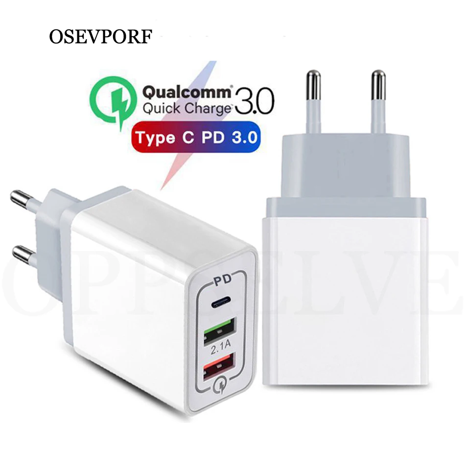 Быстрое зарядное устройство OSEVPORF 3 0 QC PD 30 Вт QC3.0 USB Type C для iPhone 11 Pro Max X Xs 8 7 Xiaomi Phone