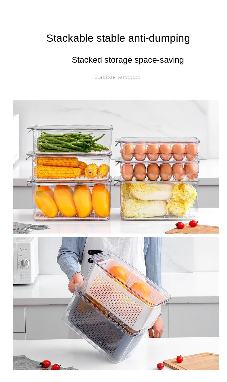 

zq Refrigerator Storage Box Fresh-Keeping Storage and Finishing Eggs and Food Frozen Transparent Box
