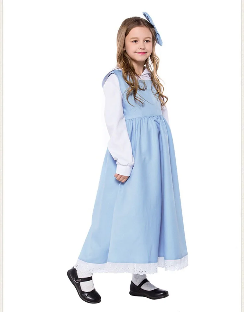 Костюм горничной белого и синего цвета на Хэллоуин для девочек