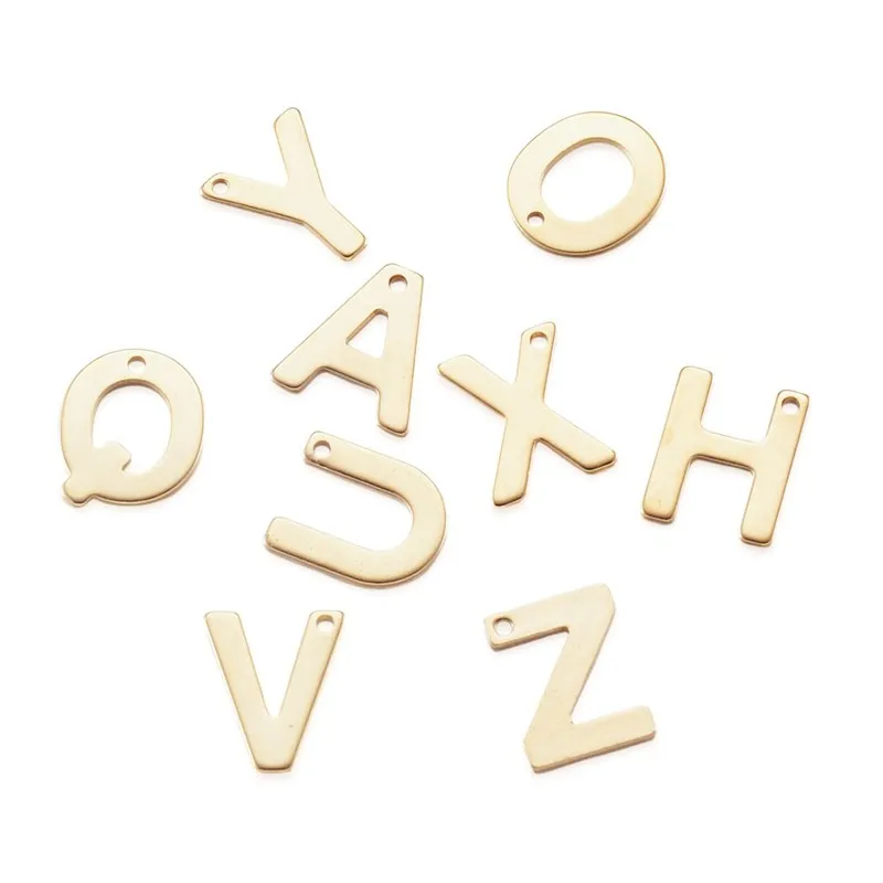 PandaHall 100pc 304 Stainless Steel Charms Small Alphabet Letter Pendants Golden Color Jewelry Necklace Bracelet DIY | Украшения и