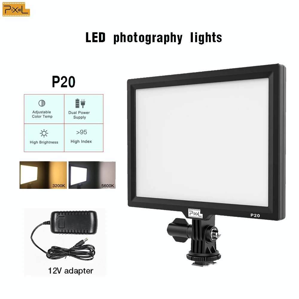 PixeL P20 двухцветная и диммируемая тонкая Светодиодная лампа для видеосъемки ЖК