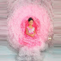 fluffy tulle flower girls dresses extra puffy colorful tulle ruffles kids pageant dressing gowns crystals backless