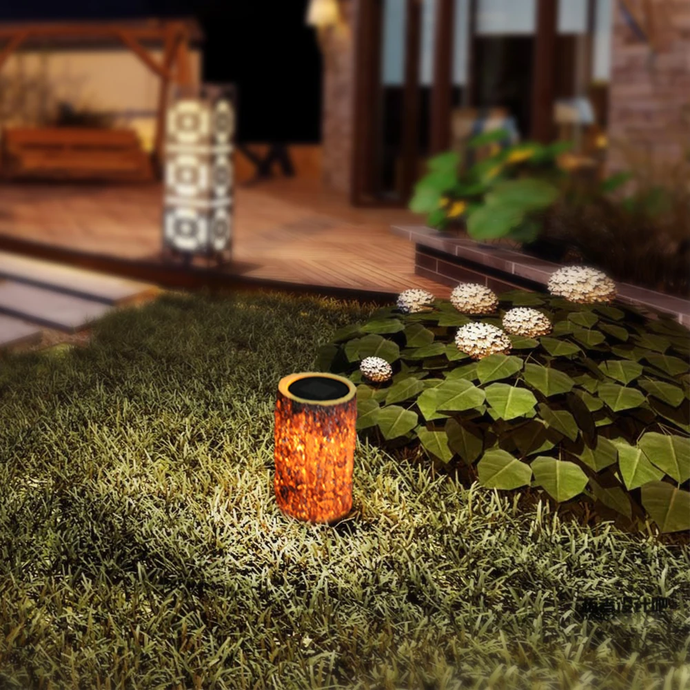 

Pathway Camping Landscape Indoor Flickering Flame Tree Stump Yard LED Waterproof Outdoor Garden Deck Solar Light Decorative
