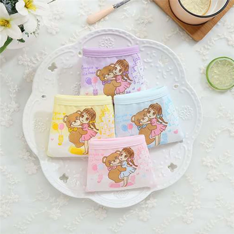 4 шт. детские трусы для девочек детское нижнее белье с мультяшным медведем