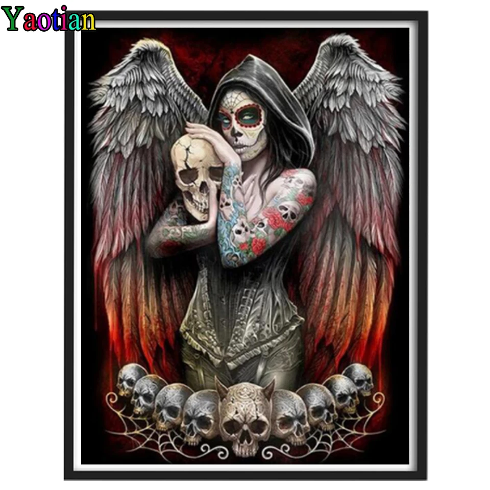 

Diamond Embroidery Winged Skull Diamond round 5D DIY diamond painting Cross Stitch Mosaic Diamond full Square drill Halloween