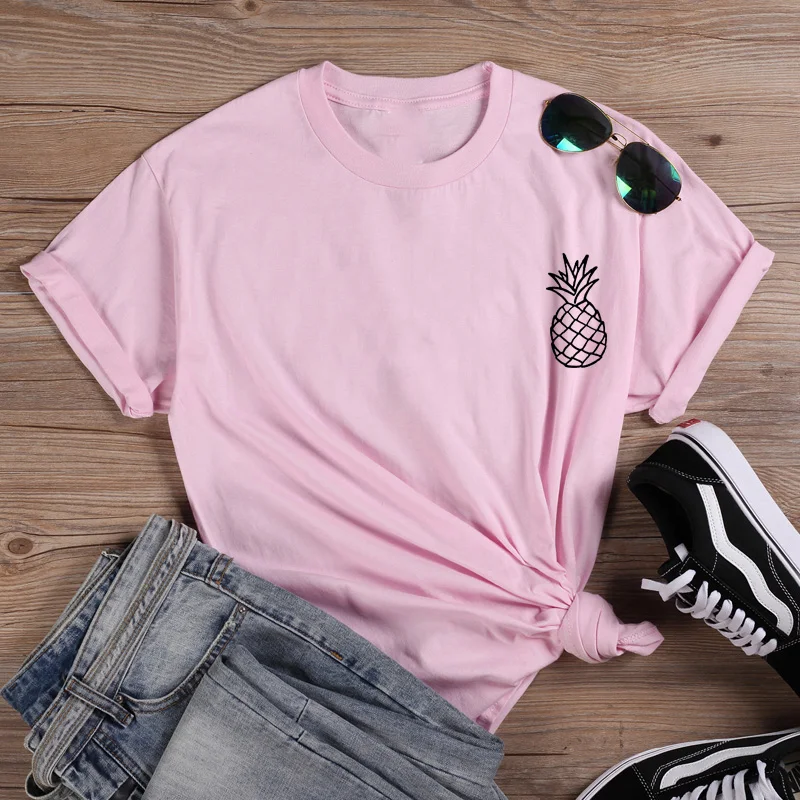 

Pineapple Funny T Shirt Women Tops Summer Funny Tshirt Women Shrot Sleeve Loose T Shirt Femme Casual Women's T-shirt 2020