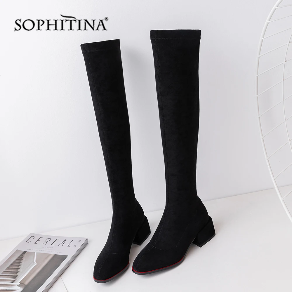 SOPHITINA New Solid Boots Lace-up Comfortable Square Toe Heel Women's Handmade Shoes Sewing Fashion PO381 | Обувь