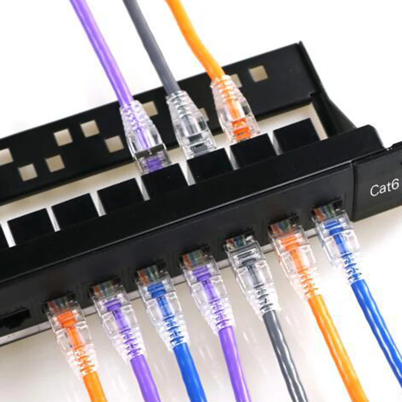 

1U Cabinet Rack Type Straight Through 24-Port CAT6 Patch Panel RJ45 Cable Adapter Ladder Jack Modular Module