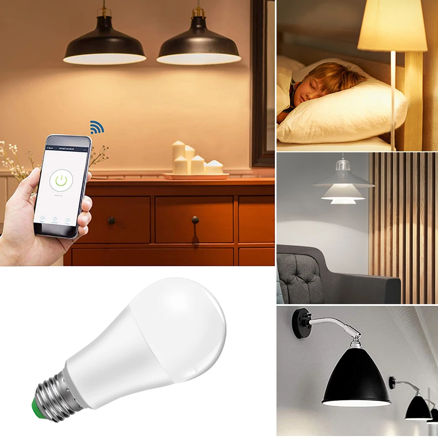 

Wireless Bluetooth Smart LED Bulb E27/ B22 15W Wifi Smart Light Bulb Dimmable Home Lighting Quarto APP Remote Control LED Lamp