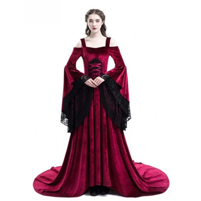 Женское платье принцессы винтажное кружевное без бретелек для карнавала
