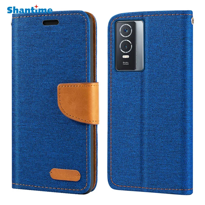 

Oxford Leather Wallet Case For Vivo Y76S With TPU Soft Back Cover Magnet Flip Case For Vivo Y76S