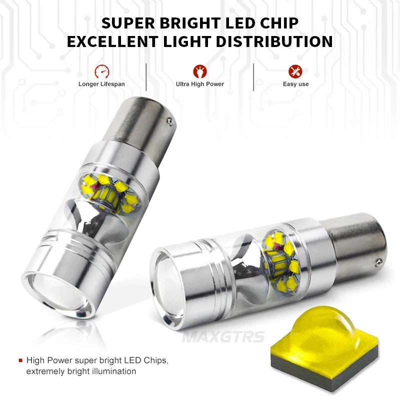 2x S25 1156 1157 7440 7443 W21W BA15S P21W 100 Вт CREE чип XBD светодиодный фонарь заднего хода лампа DRL сигнал поворота парковочные задние фонари