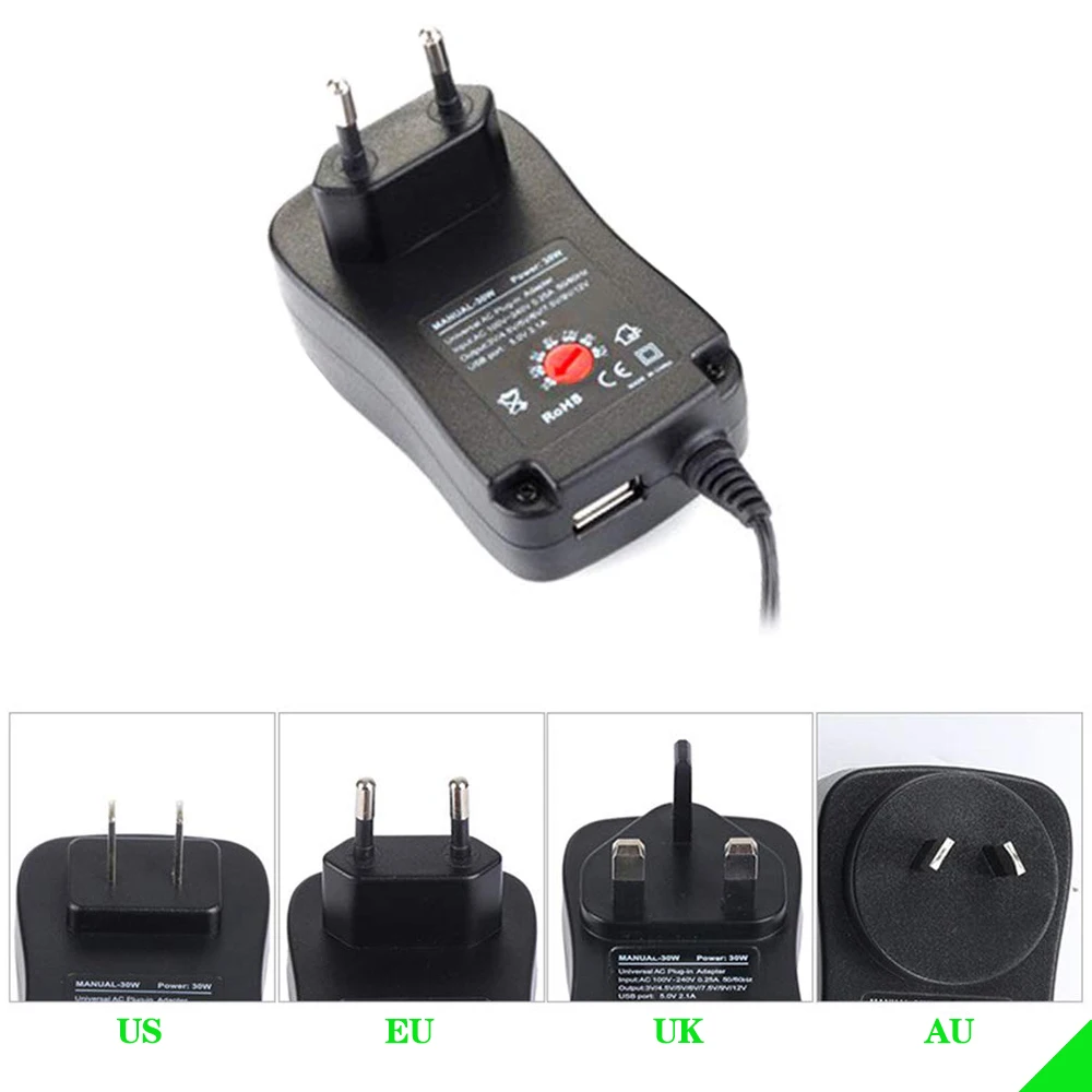 30 Вт Универсальный адаптер переменного тока Реверсивный полярности мульти