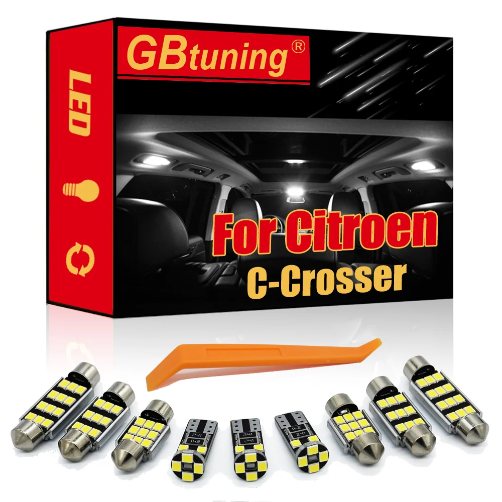 

GBtuning 11Pcs LED Interior Bulb Kit For Citroen C-Crosser 2007-2020+ Canbus Vehicle Dome Map Reading Ceiling Light Indoor Lamp