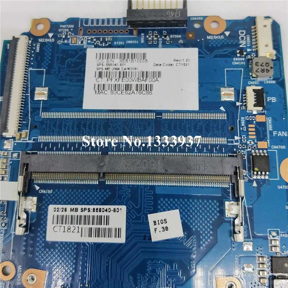 Материнская плата для ноутбука HP 858040-501 858040-001 858040-601 материнская 14-AM SR2KN N3060