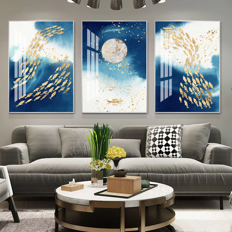 Fish in the sky 5D painting Crystal Porcelain Painting for Living room Diamond inlay Painting Hotel art wall pictures Home decor