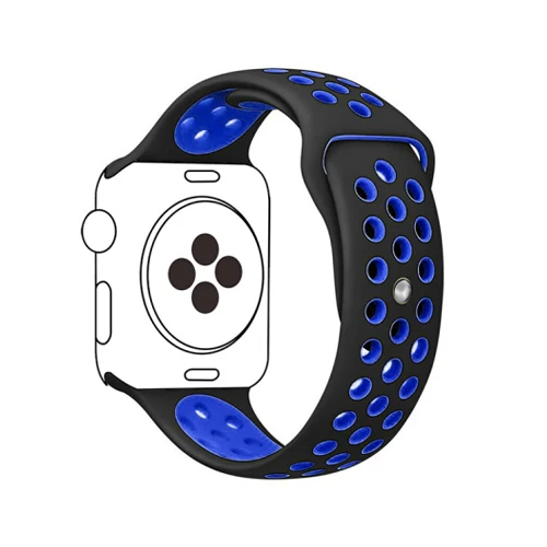 black blue 11 Спортивный ремешок для часов для apple watch группа 4 5 44 мм 40 мм, 42 мм, 38 мм, версия наручных часов iwatch, браслет series 5/4/3/2/1 силиконовый ремешок для часов с резиновой лентой - Цвет ремешка: black blue 11