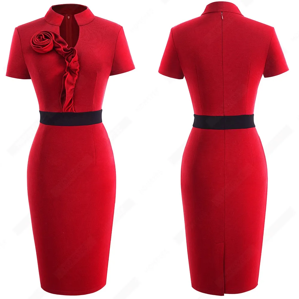 Женское облегающее платье с цветочным вырезом Деловое для офиса лета HB439|wear to