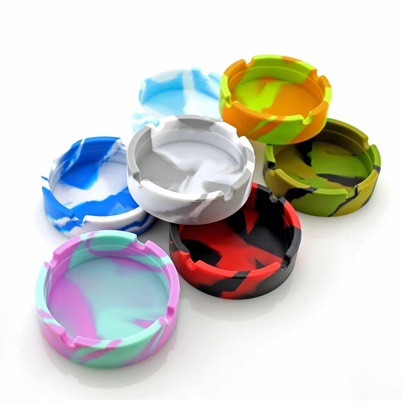 

2021 New Silica Gel Circular Ashtray Psychedelic Soft Round Silicone Smoke Cup Holder Custom Made Ashtray Tray Holder ashtray