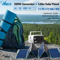 anern 200w solar generator 222wh 60000mah portable power station with 18v 120w foldable solar panel outdoor energy power supply