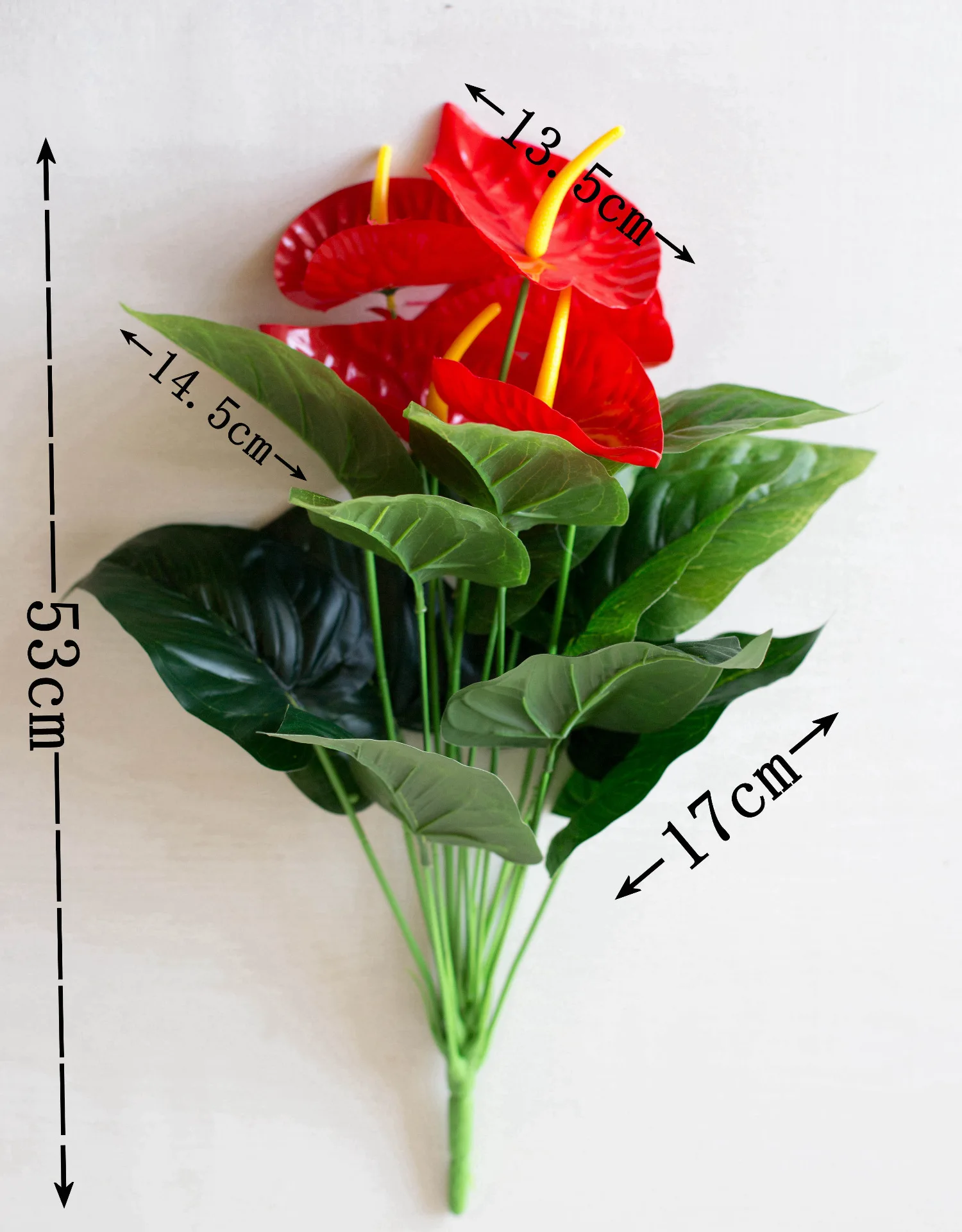 53 см 18 головок искусственный антуриум красно-зеленые пластиковые искусственные
