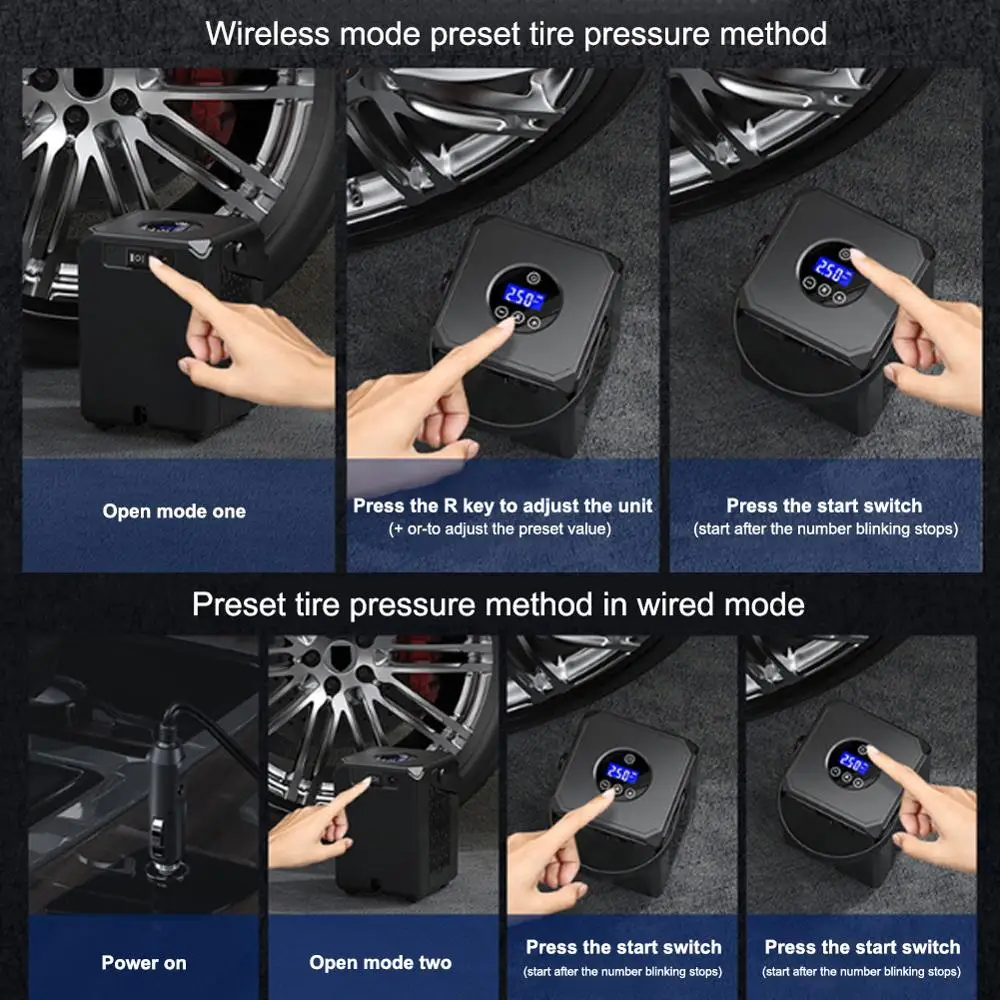 

Portable Car Air Compressor DC 12V Digital Tire Inflator Air Pump 120 PSI Auto Air Pump for Car Motorcycle LED Light Tire Pump