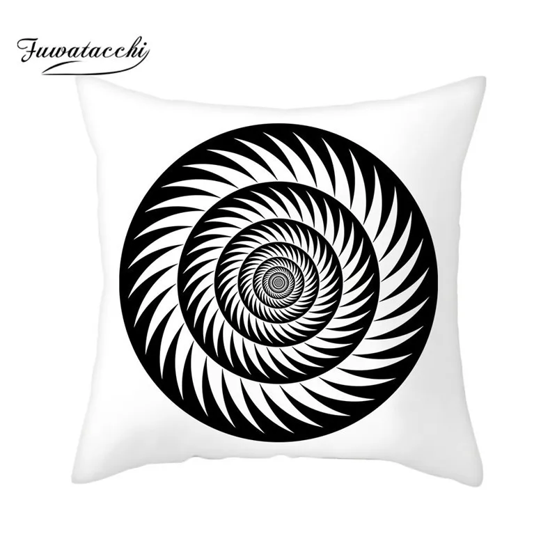 

Fuwatacchi Geometric Pattern Cushion Cover Black Mandala Cycle Pillow Covers for Home Sofa Fall Decore Throw Pillowcases 45X45cm